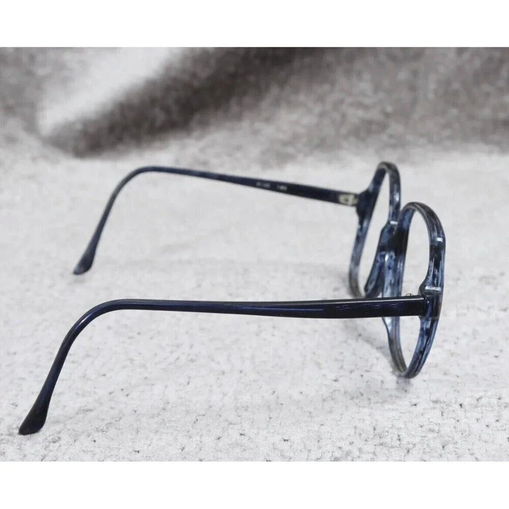 Essence 483 1980s Large Lapis Mottled Blue Glasses Frames Blue 145 No Lenses VTG